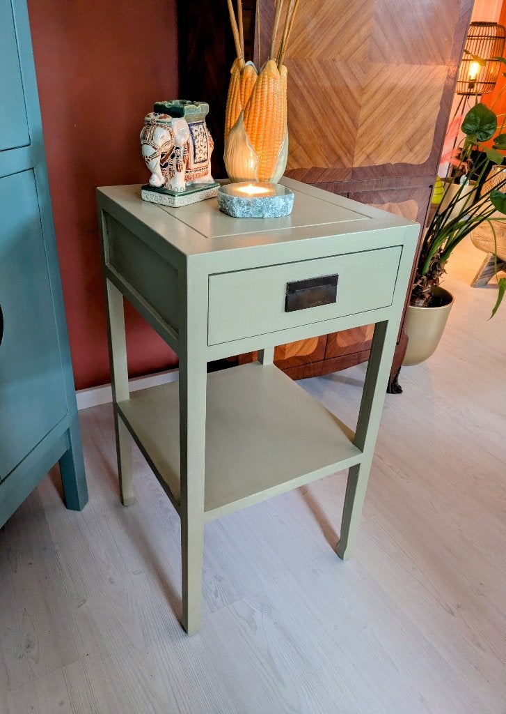 Chinees Ladekastje Nachtkastje Groen, Ophalen, Minder dan 45 cm, Zo goed als nieuw, X