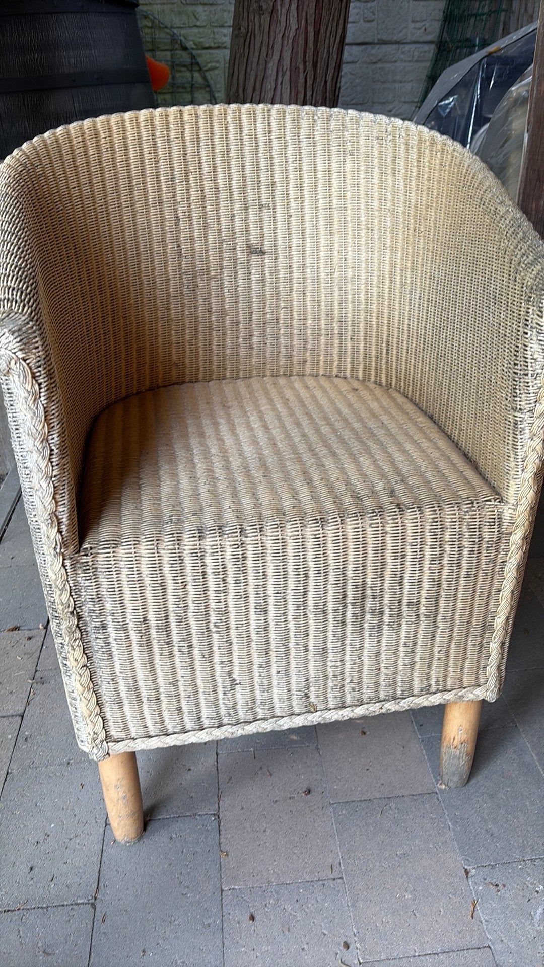 Lloyd Loom stoel beige ( opknapper), Ophalen, Gebruikt, Overige kleuren, Eén
