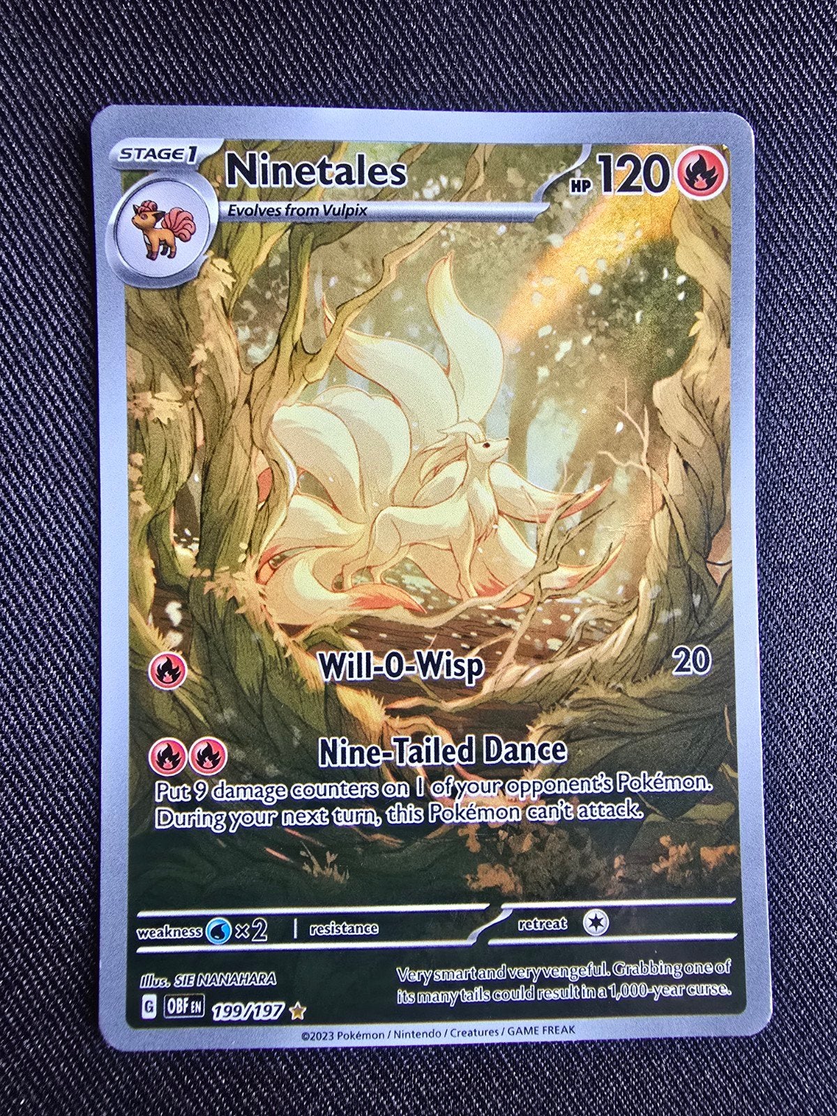 Ninetales #199, Ophalen of Verzenden, Gebruikt, Losse kaart, Foil
