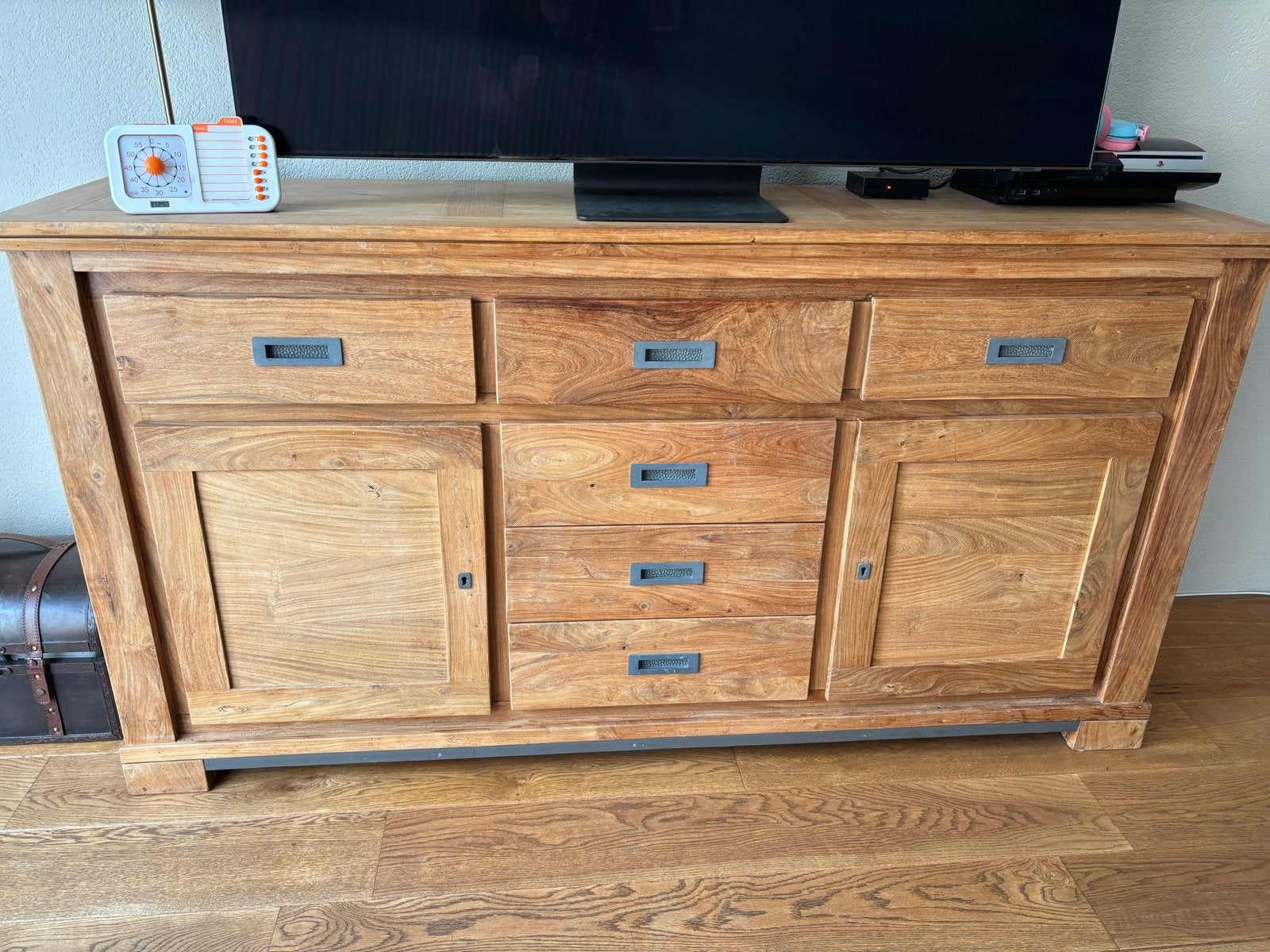 Seesham teakhout Dressoir 180cm - Massief Hout, Ophalen, 150 tot 200 cm, Zo goed als nieuw, Met lade(s)