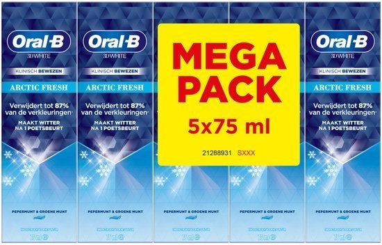 5x Oral-B 3D White Arctic Fresh Tandpasta, Nieuw & Origineel, Ophalen of Verzenden, Nieuw, Tandpasta