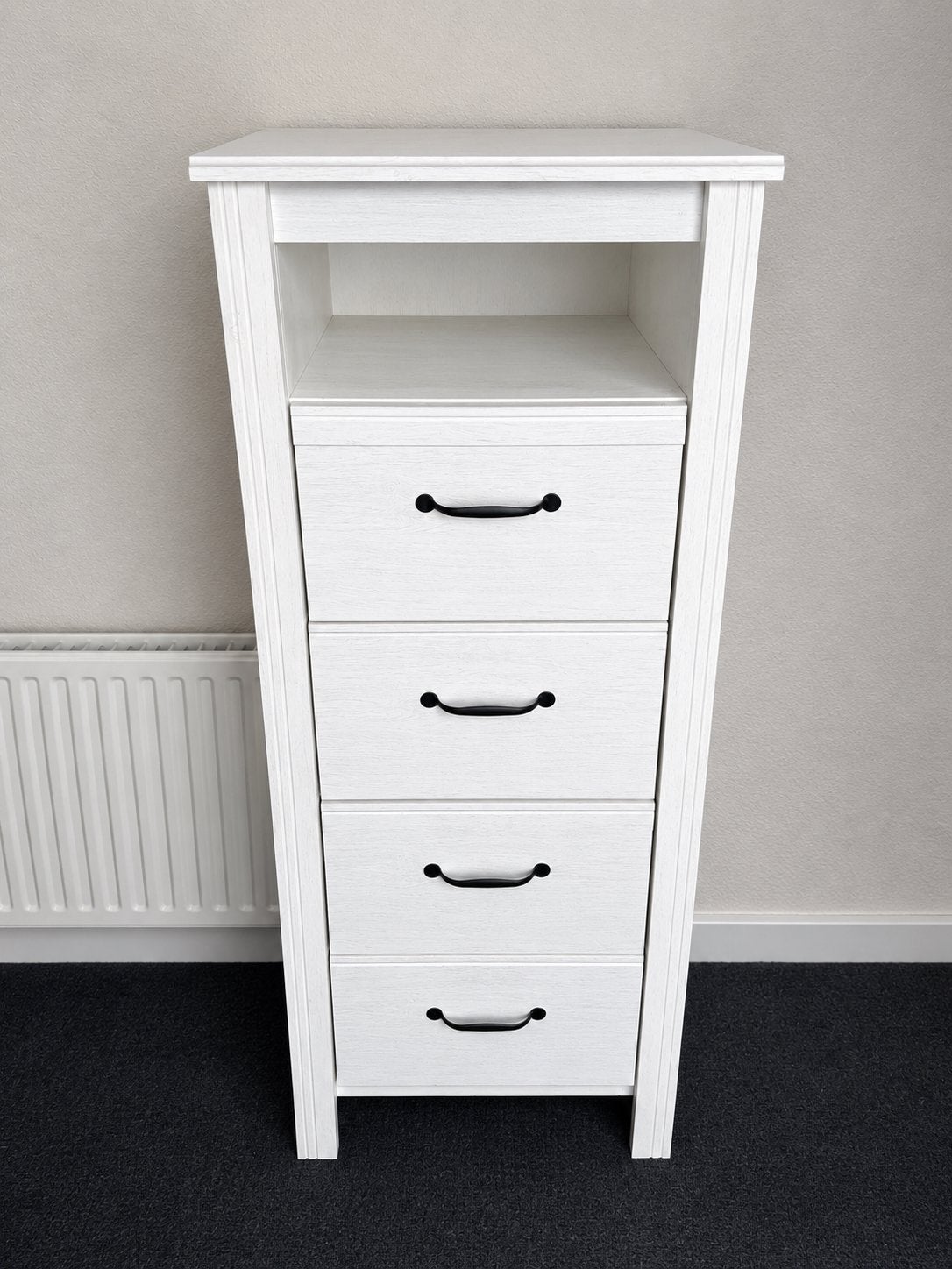 IKEA Brusali ladekast wit met 4 laden en open vak, Huis en Inrichting, Ophalen, Minder dan 50 cm, Gebruikt, 100 tot 150 cm