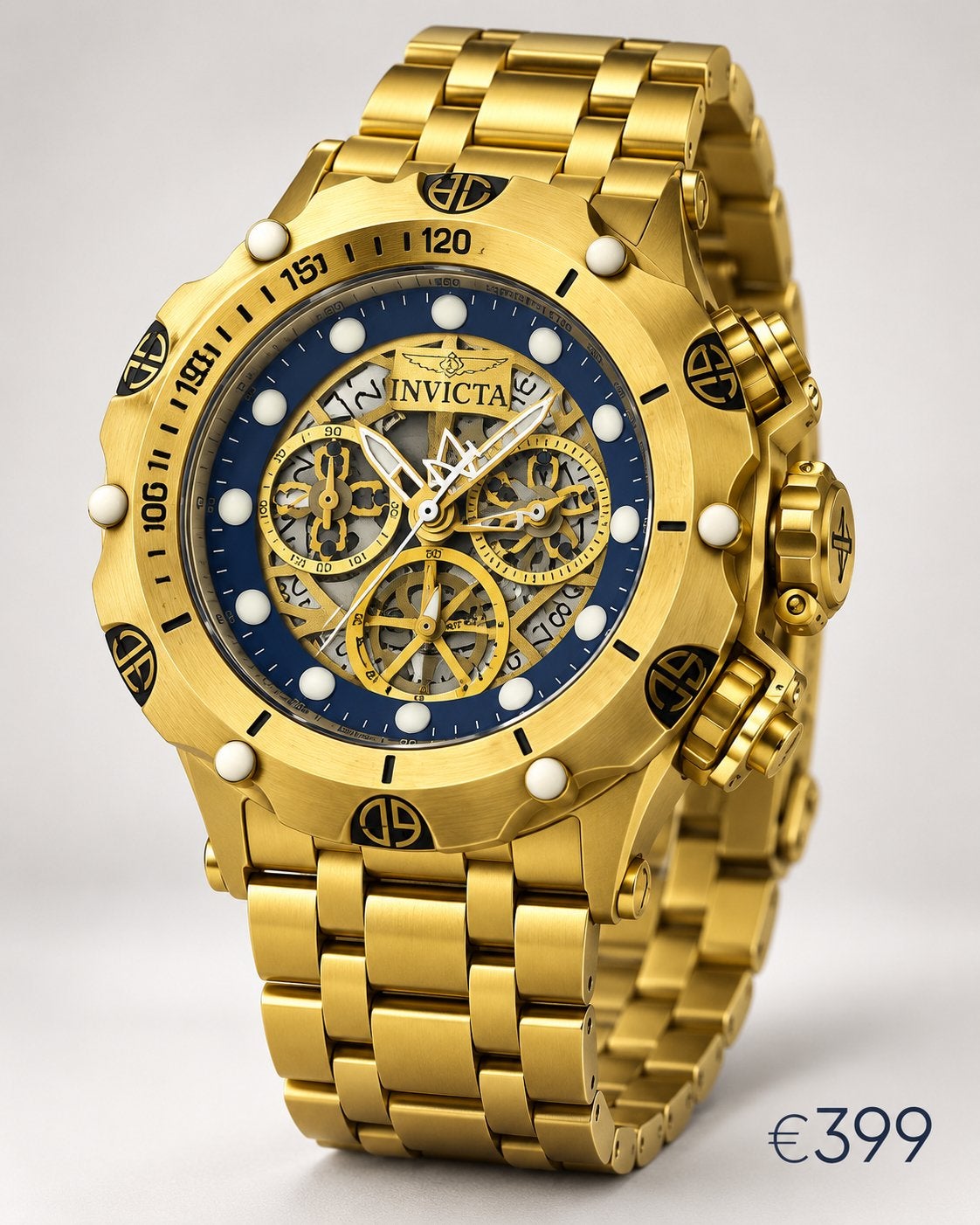 Invicta Reserve Venom Gouden Herenhorloge, Overige merken, Polshorloge, Ophalen of Verzenden, Zo goed als nieuw