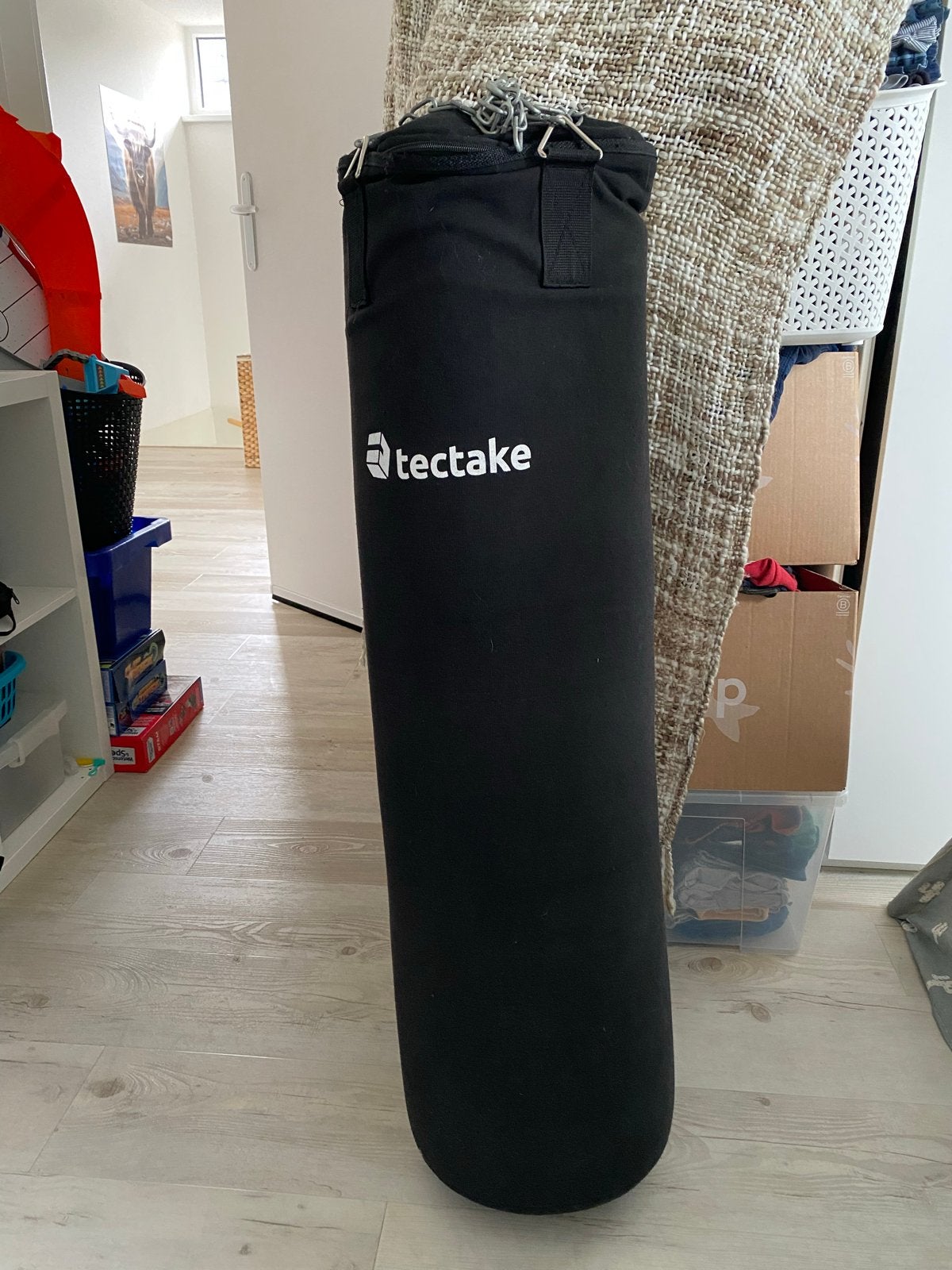 Tectake Bokszak 25 kg - Zwart, gevuld en hangend, Sport en Fitness, Boksen, Ophalen, Gebruikt, Bokszak
