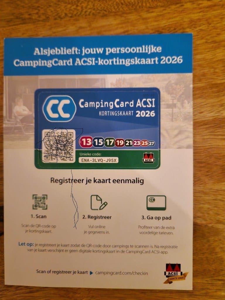 ACSI Campingcard, Ophalen, Nieuw
