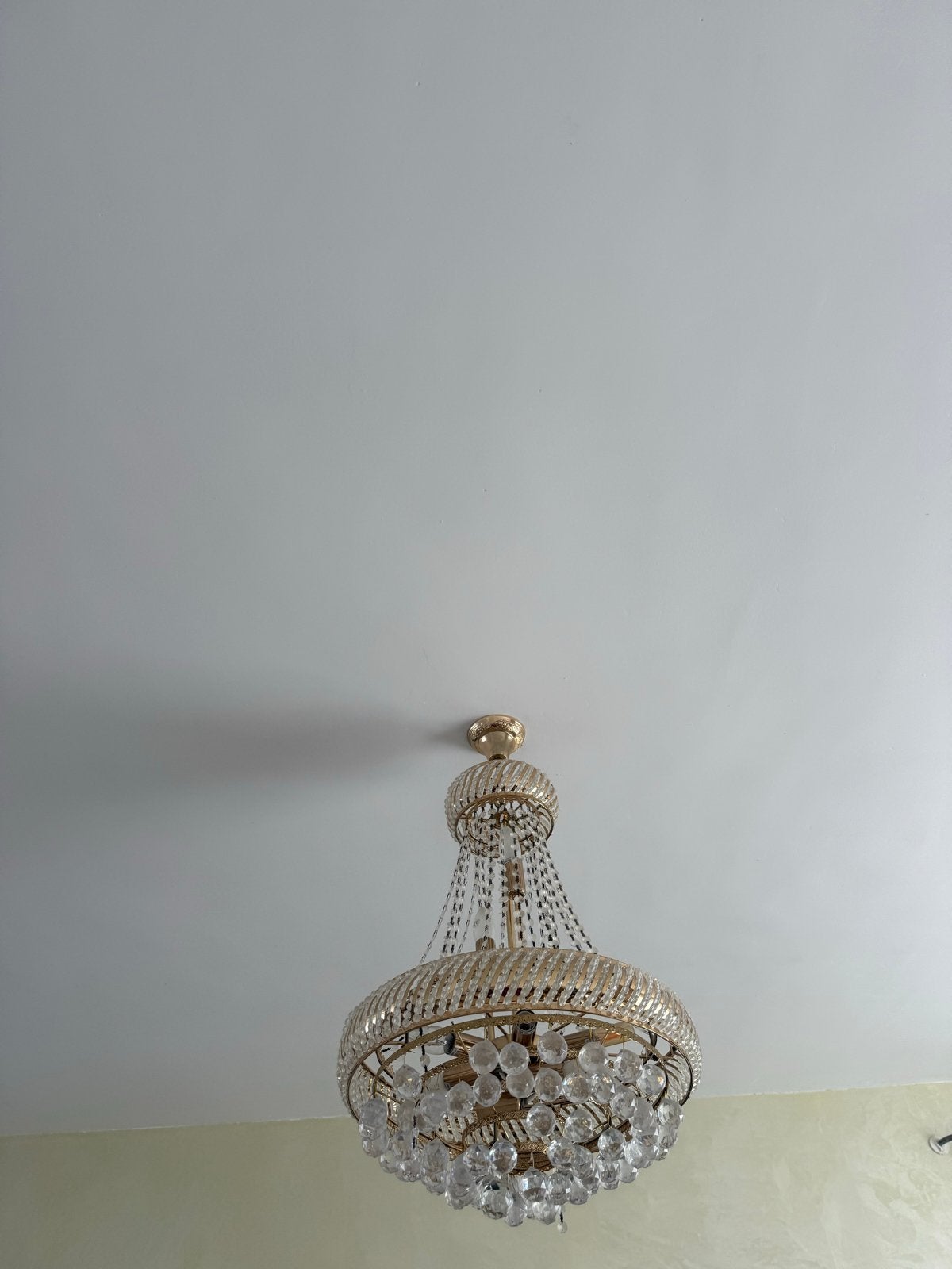 Prachtige kristallen kroonluchter, Ophalen of Verzenden, Gebruikt, Glas, E14 (klein)