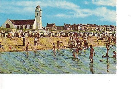 Ansichtkaart 	Katwijk aan Zee	Boulevard	Oude Kerk	Strand, Verzenden, 1960 tot 1980, Ongelopen, Zuid-Holland