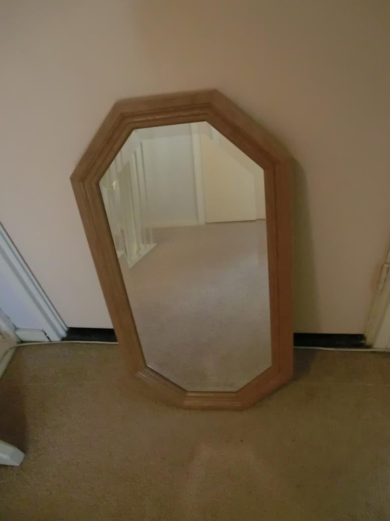Prachtige blank eiken spiegel, Huis en Inrichting, Woonaccessoires | Spiegels, Ophalen, Minder dan 50 cm, Zo goed als nieuw, Minder dan 100 cm