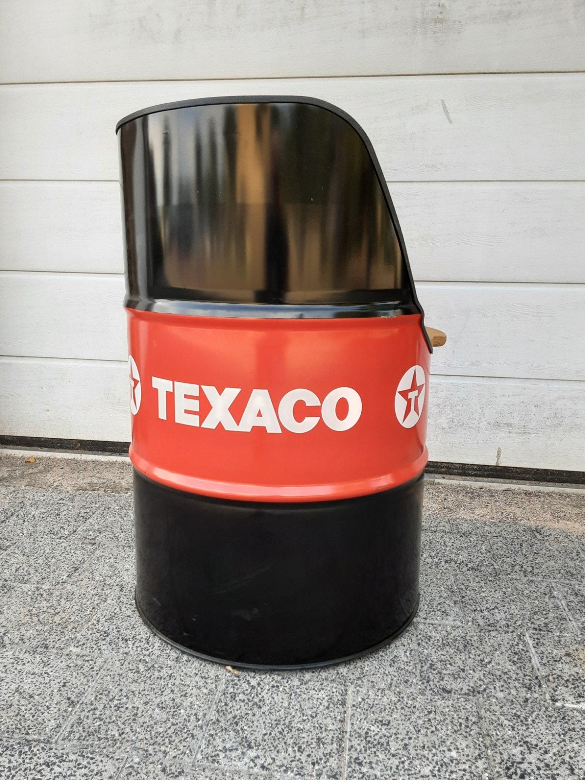 Unieke stoel van origineel Texaco olievat, Ophalen, Gebruikt, Overige kleuren, Eén