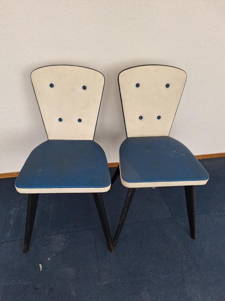 2 vintage stoelen  1950 - 1960, Huis en Inrichting, Ophalen, Gebruikt, Bruin, Twee