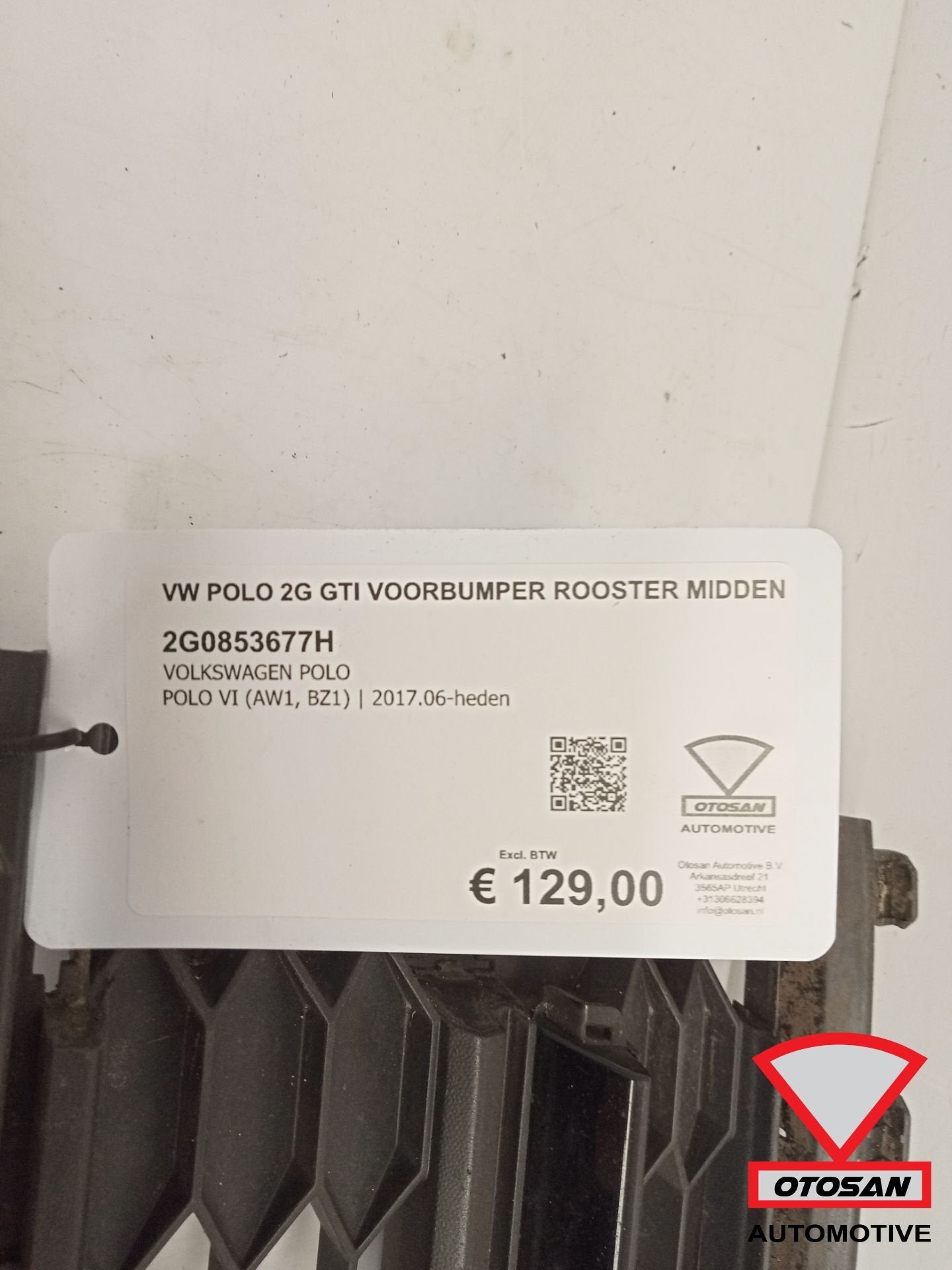 VW Polo 2G GTI Voorbumper Rooster Midden 2G0853677H, Gebruikt, Volkswagen, Volkswagen AG, Bumper