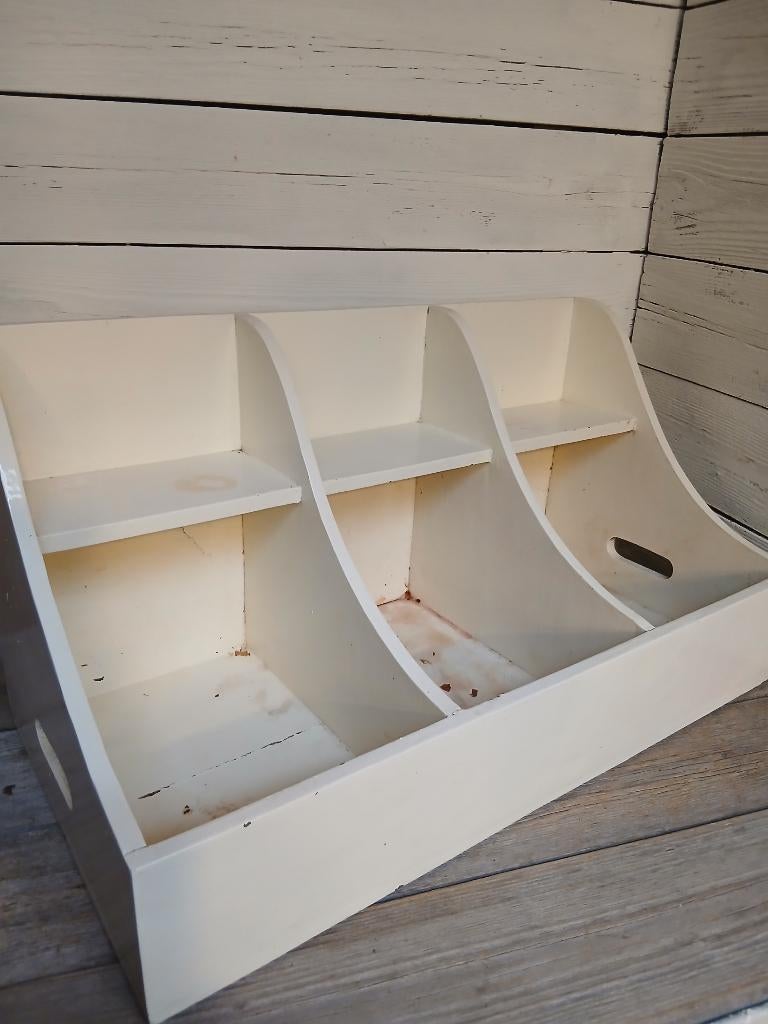 Houten crème witte 3 vaks gruttersbak., Ophalen of Verzenden