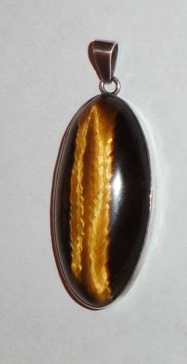 Hanger Tijgeroog Zilver Edelsteen, Verzenden, Zo goed als nieuw