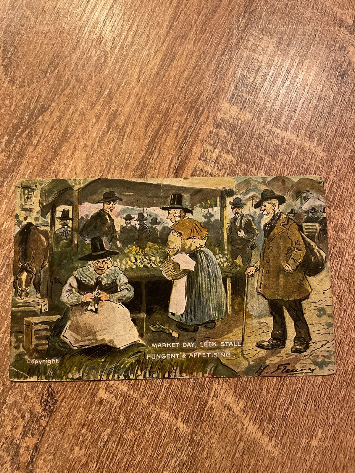 Oude Ansichtkaart: Markt Dag, Prei Kraam (1908), Ophalen of Verzenden, Voor 1920, Gelopen, Overige thema's