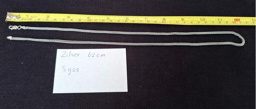 Zilveren snake of slangencollier ong 62 cm, Ophalen of Verzenden, Zo goed als nieuw, Zilver, Zilver