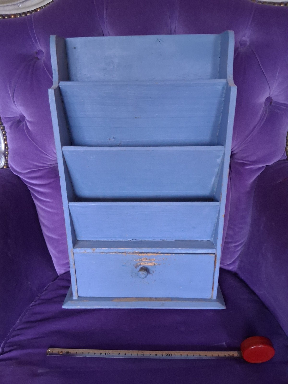 kastje voor de post,mooi blauw, brocante ,45 hg, Ophalen of Verzenden