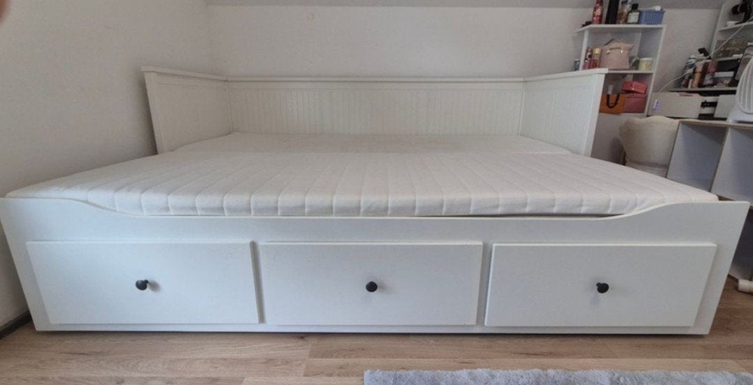 IKEA Hemnes Bedbank met 1 matras, Ophalen, Gebruikt, Eenpersoons, Wit