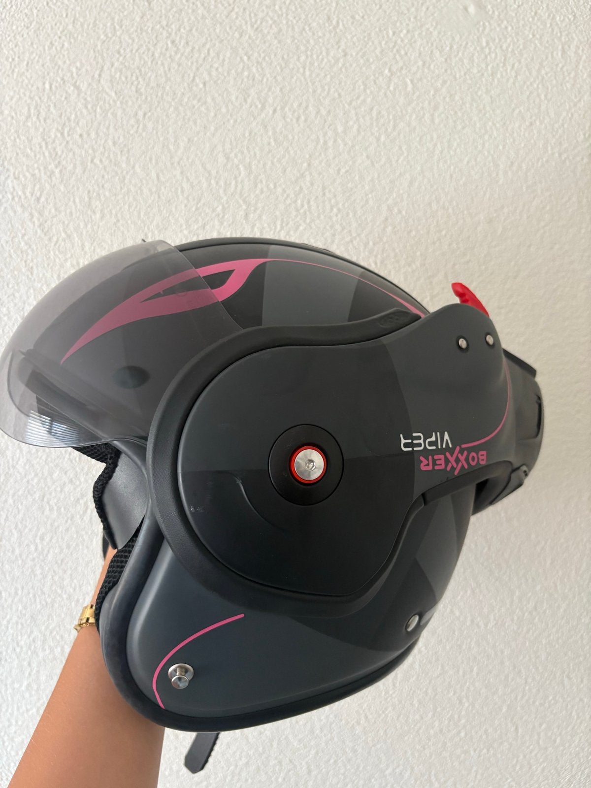 EXCLUSIEF Roof Boxxer Viper Systeemhelm Roze - Maat XS (S/M), Motoren, Kleding | Motorhelmen, Dames, Systeemhelm, XS, Overige merken