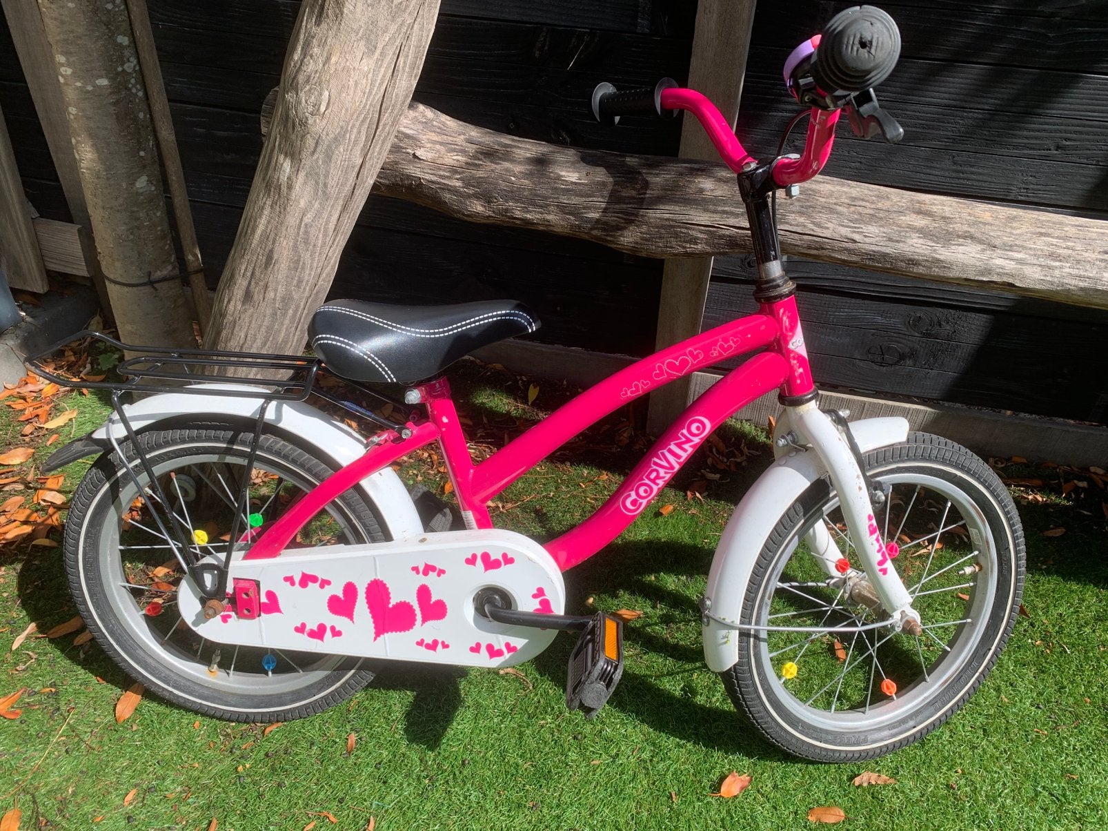 Roze kinderfiets 16 inch - Corvino - zgan, Fietsen en Brommers, Fietsen | Kinderfietsjes, Ophalen, Zo goed als nieuw, 16 tot 20 inch