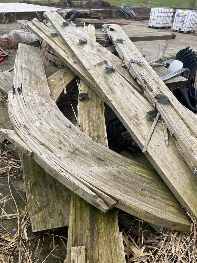 Gelamineerde Spanten - Gebruikt Hout voor Diverse Projecten, Doe-het-zelf en Verbouw, Ophalen, Gebruikt, Balk, Overige houtsoorten