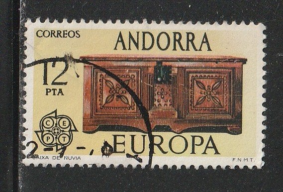 Verenigd Europa 1976 - Spaan Andorra - Houten kist, Ophalen, Gestempeld, Overige thema's