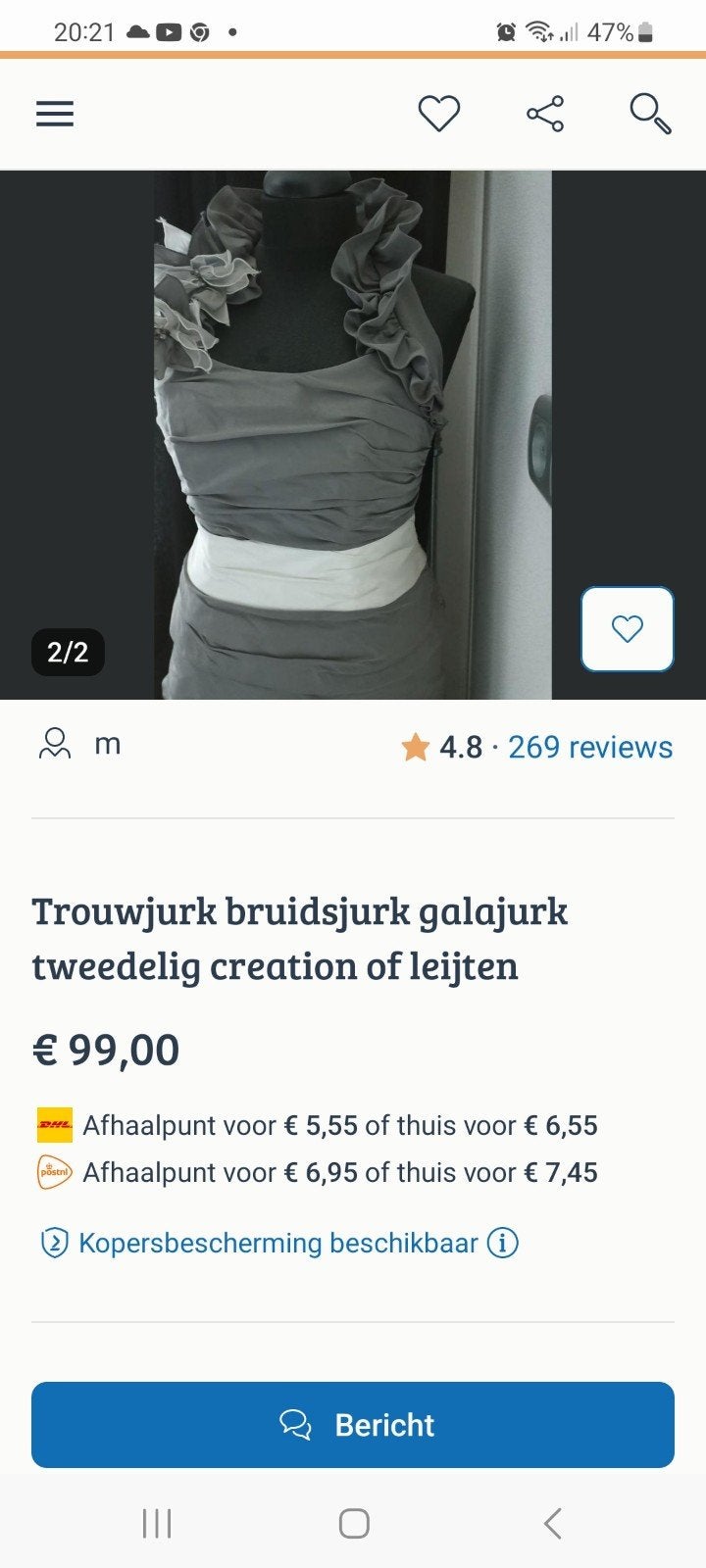 Mooie  (trouw)  jurk, Ophalen of Verzenden, Zo goed als nieuw, Jurk