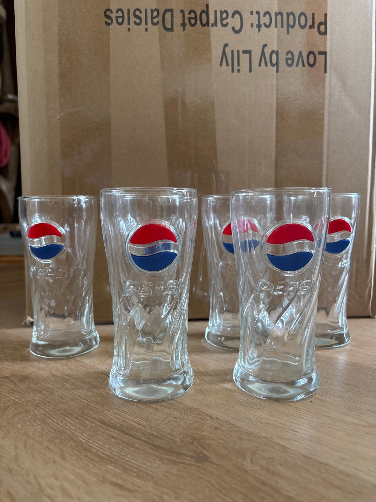 Set van 6 vintage Pepsi glazen, Ophalen of Verzenden, Meerkleurig, Overige merken, Glas
