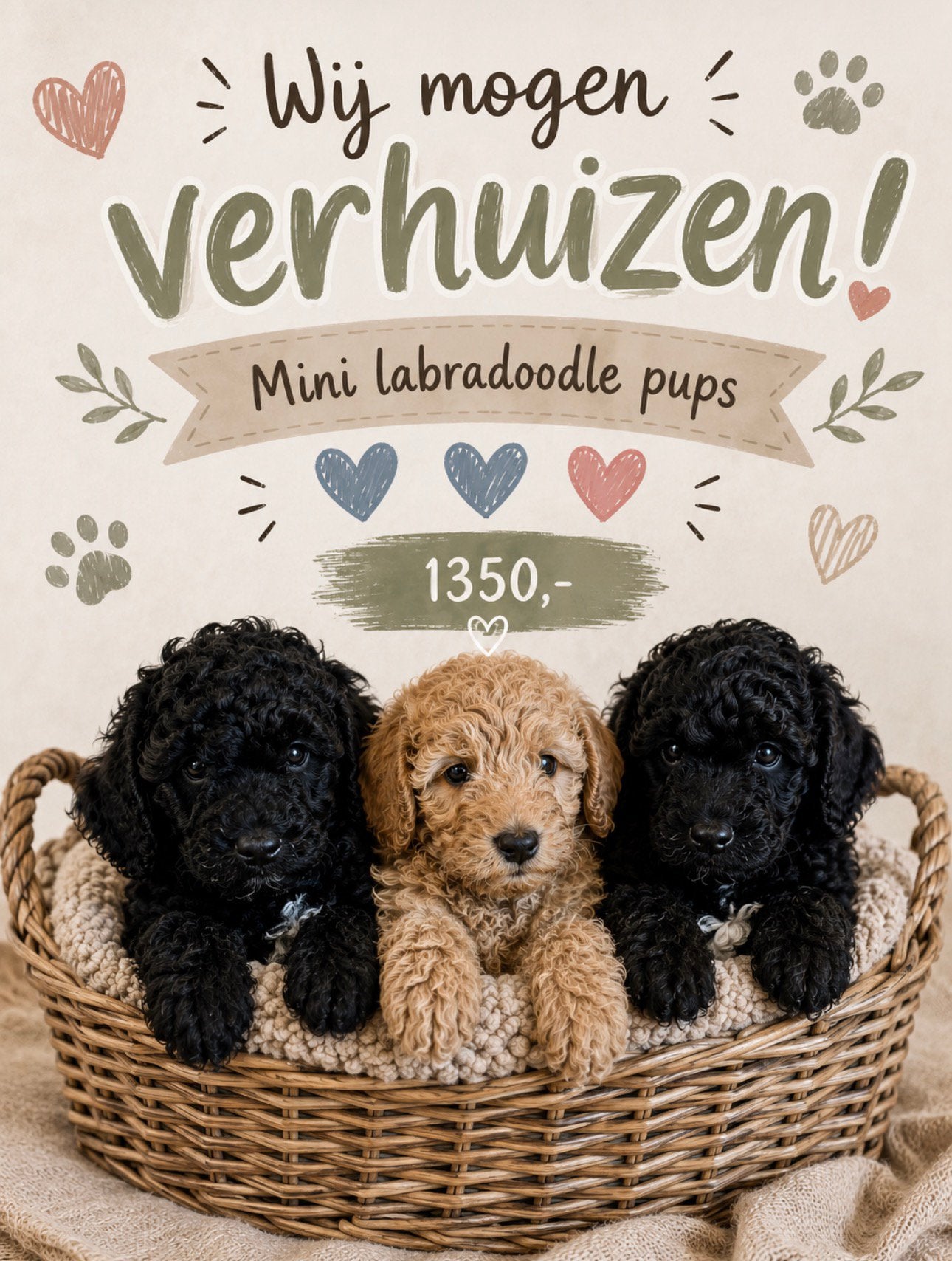 Mini labradoodle pups mogen verhuizen! Nog 3 beschikbaar, Dieren en Toebehoren, Honden | Niet-rashonden, CDV (hondenziekte), 8 tot 15 weken