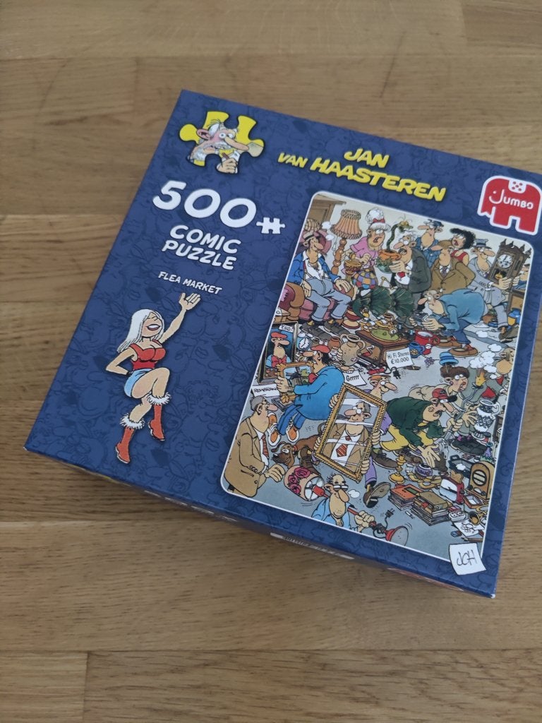Puzzel Jan van Haasteren "Flea market" (art.nr 81723), Ophalen of Verzenden, 500 t/m 1500 stukjes, Zo goed als nieuw, Legpuzzel