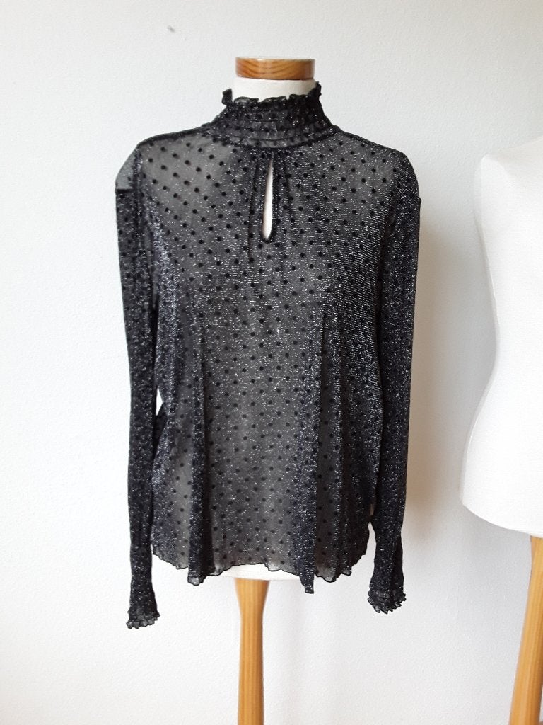 Zwart/zilveren blouse/top van Anna mt XL/42/44, Anna van Toor, Verzenden, Zwart, Maat 42/44 (L)
