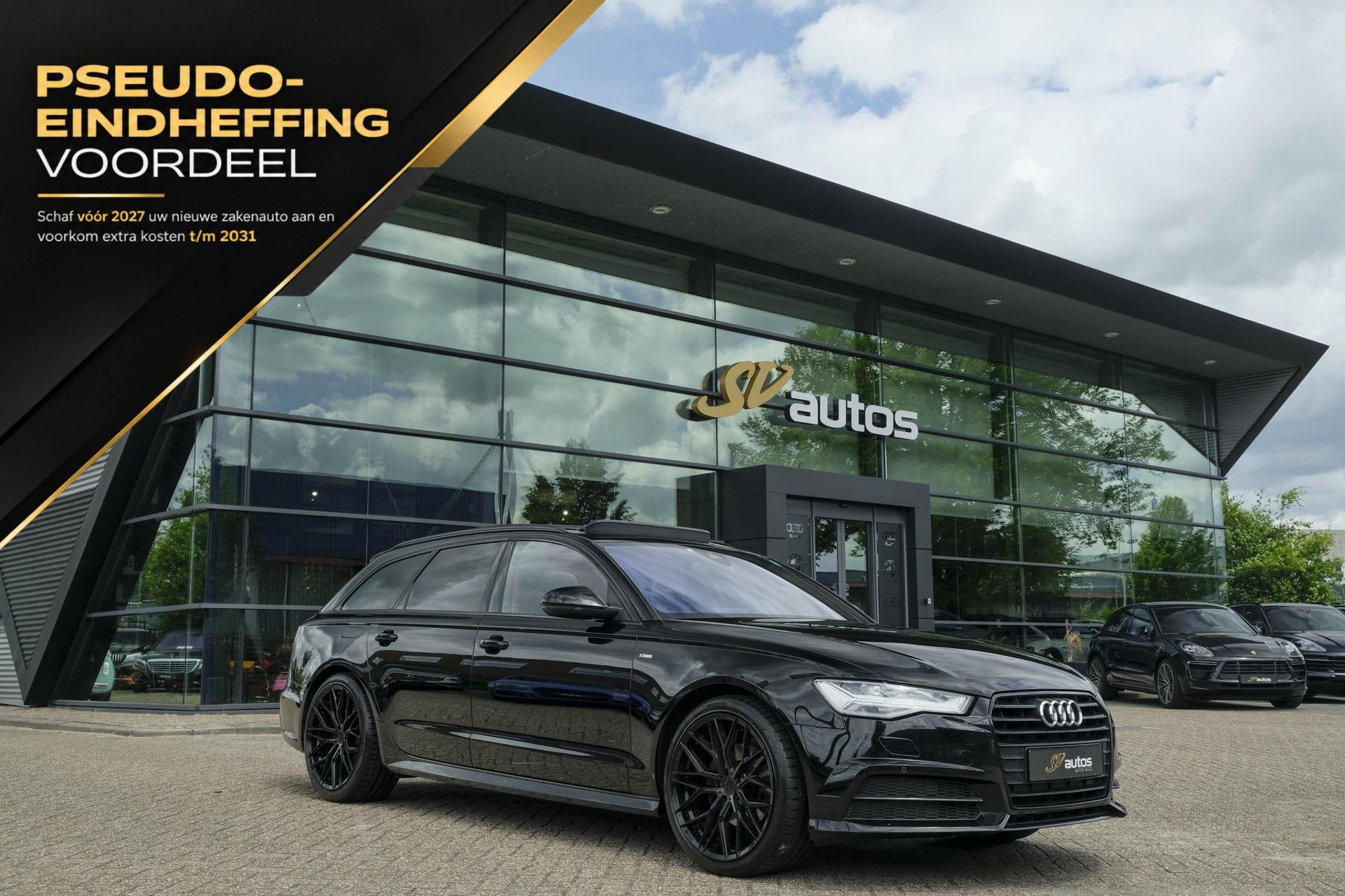 Audi A6 Avant 1.8 TFSI 190pk S-Line Panoramadak Black editio, Gebruikt, Zwart, 1570 kg, 1798 cc