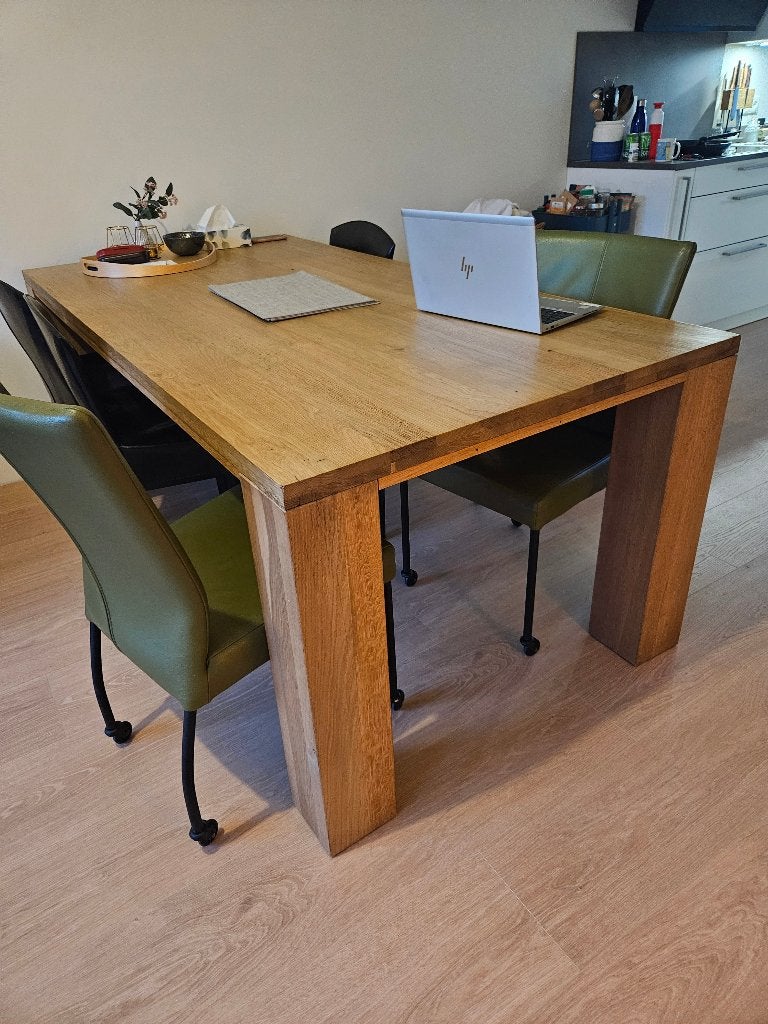 Massief eiken tafel, Huis en Inrichting, Tafels | Eettafels, Ophalen, Gebruikt, Eikenhout, 200 cm of meer