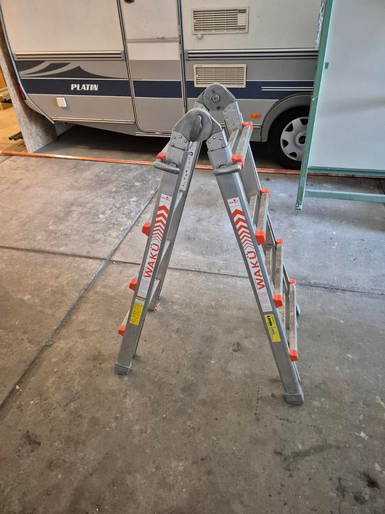 WAKU Telescoopladder - 1.29m tot 4.20m, Doe-het-zelf en Verbouw, Ladders en Trappen, Ophalen