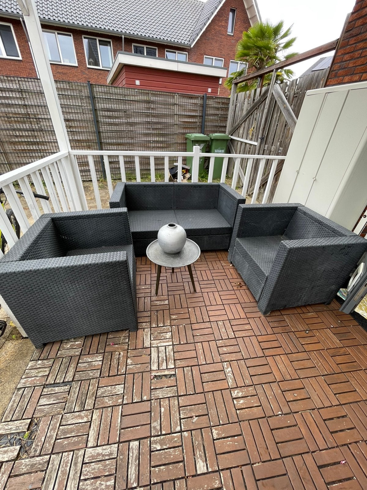 Tuinset 2-1-1 met kussens en tuintapijt, Tuin en Terras, Ophalen, Gebruikt