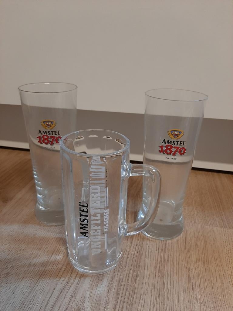 3x Amstel bier glas, Verzamelen, Biermerken, Glas of Glazen, Amstel, Ophalen of Verzenden