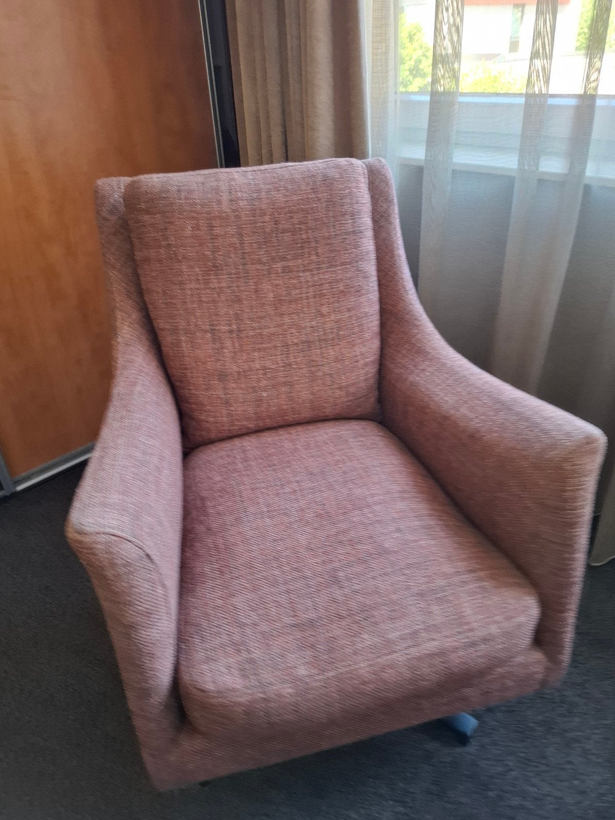 Design fauteuil Baan Meubelen, stof, draaibaar, z.g.a.n., Ophalen, Zo goed als nieuw, Stof