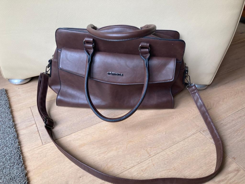 Wimona donker bruine laptop tas, Ophalen, Zo goed als nieuw, Bruin