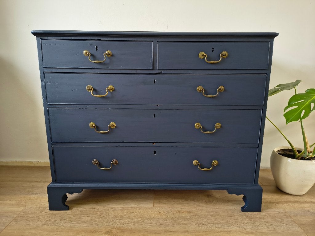 Antieke commode dark-blue – Vintage Ladenkast, Antiek en Kunst, Ophalen of Verzenden