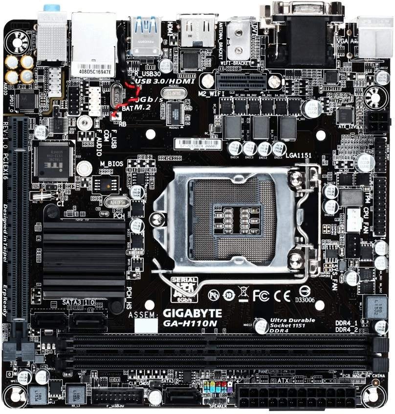 Gigabyte GA-H110N Moederbord, Computers en Software, Moederborden, LGA 1151, DDR4, Ophalen of Verzenden, Intel