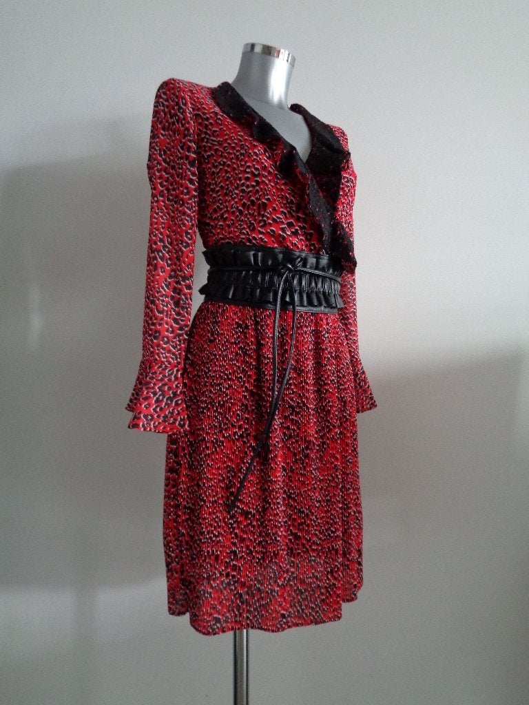 Fracomina jurk rood met plissé rok, maat Small, Nieuw, Fracomina, Nieuw, Ophalen of Verzenden, Knielengte
