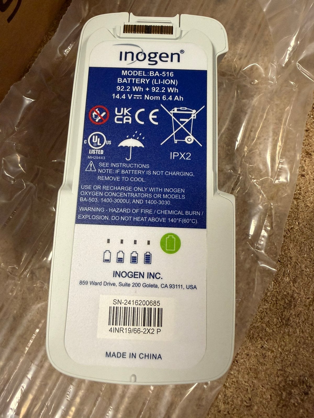 Inogen BA-516 accu 16-cell – G5 / Rove 6 – zo goed als nieuw, Ophalen of Verzenden, Zo goed als nieuw