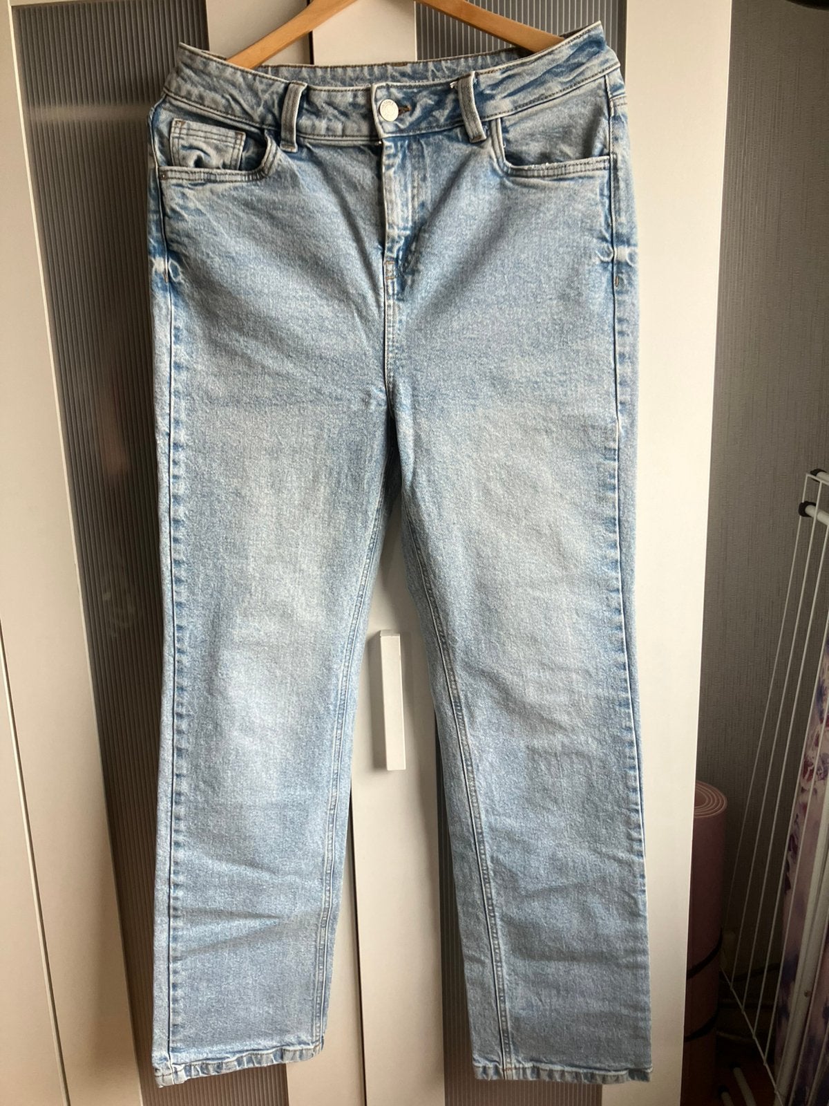 MS mode - loose straight leg jeans - maat 42, Ophalen of Verzenden, Zo goed als nieuw, Blauw, W33 - W36 (confectie 42/44)