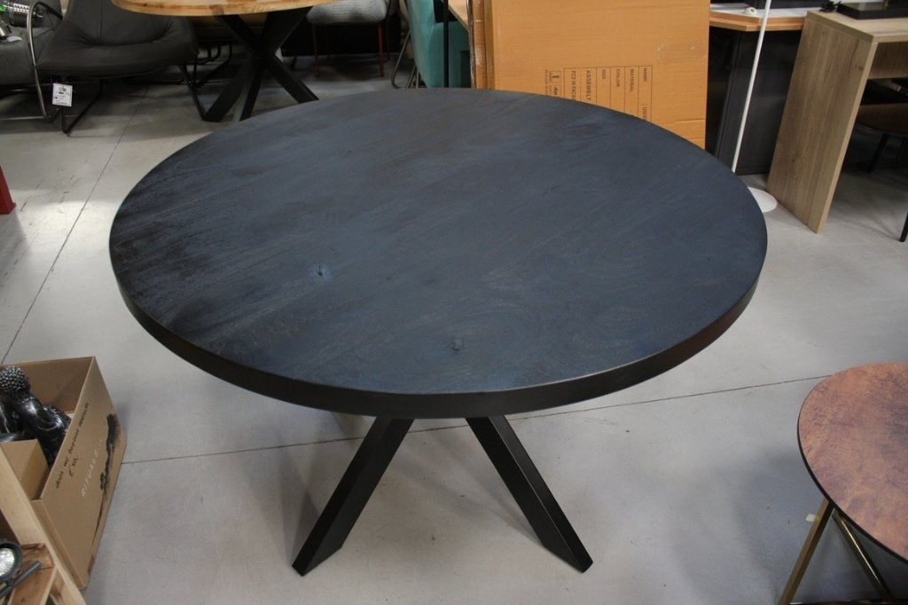 Nieuwe ronde zwarte tafels eettafel metaal mangohout, Rond, Nieuw, Vijf personen of meer, Ophalen