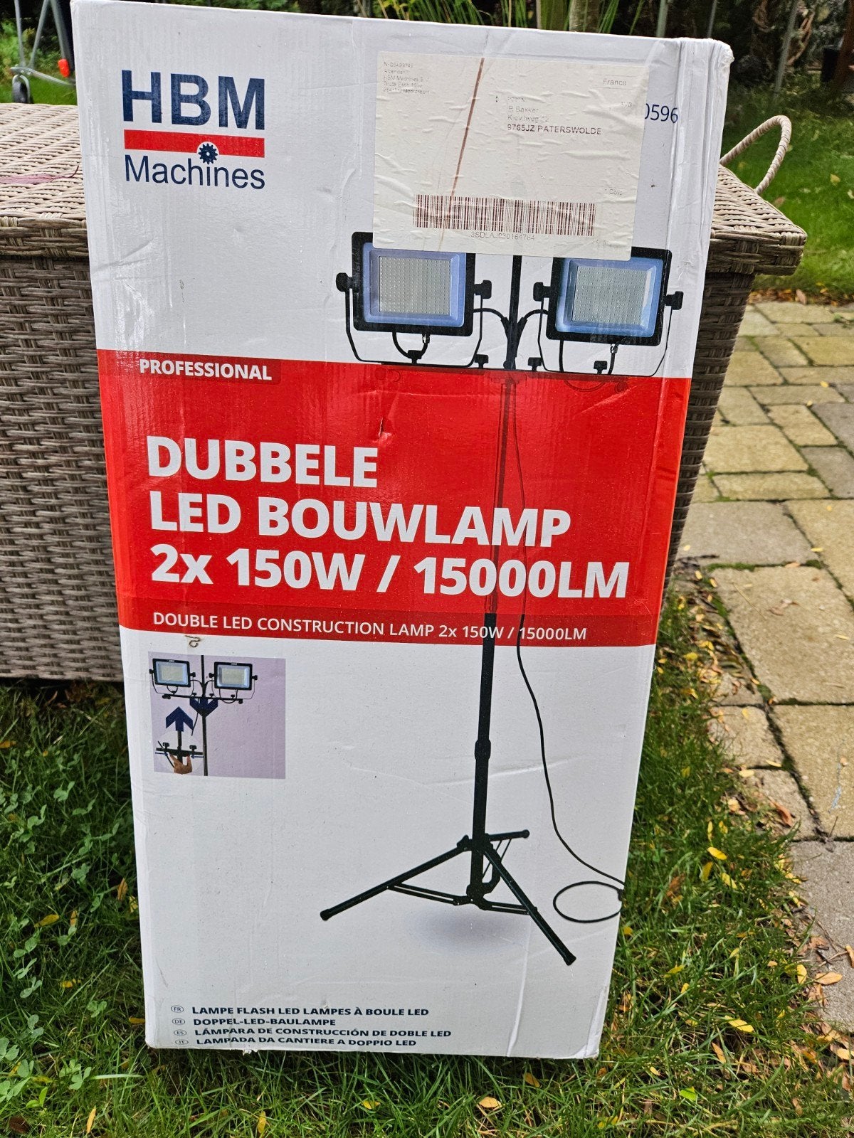 HBM Dubbele LED Bouwlamp 2x 150W 15000LM - Nieuw, Ophalen, Lamp met armatuur, 200 tot 500 watt, Nieuw
