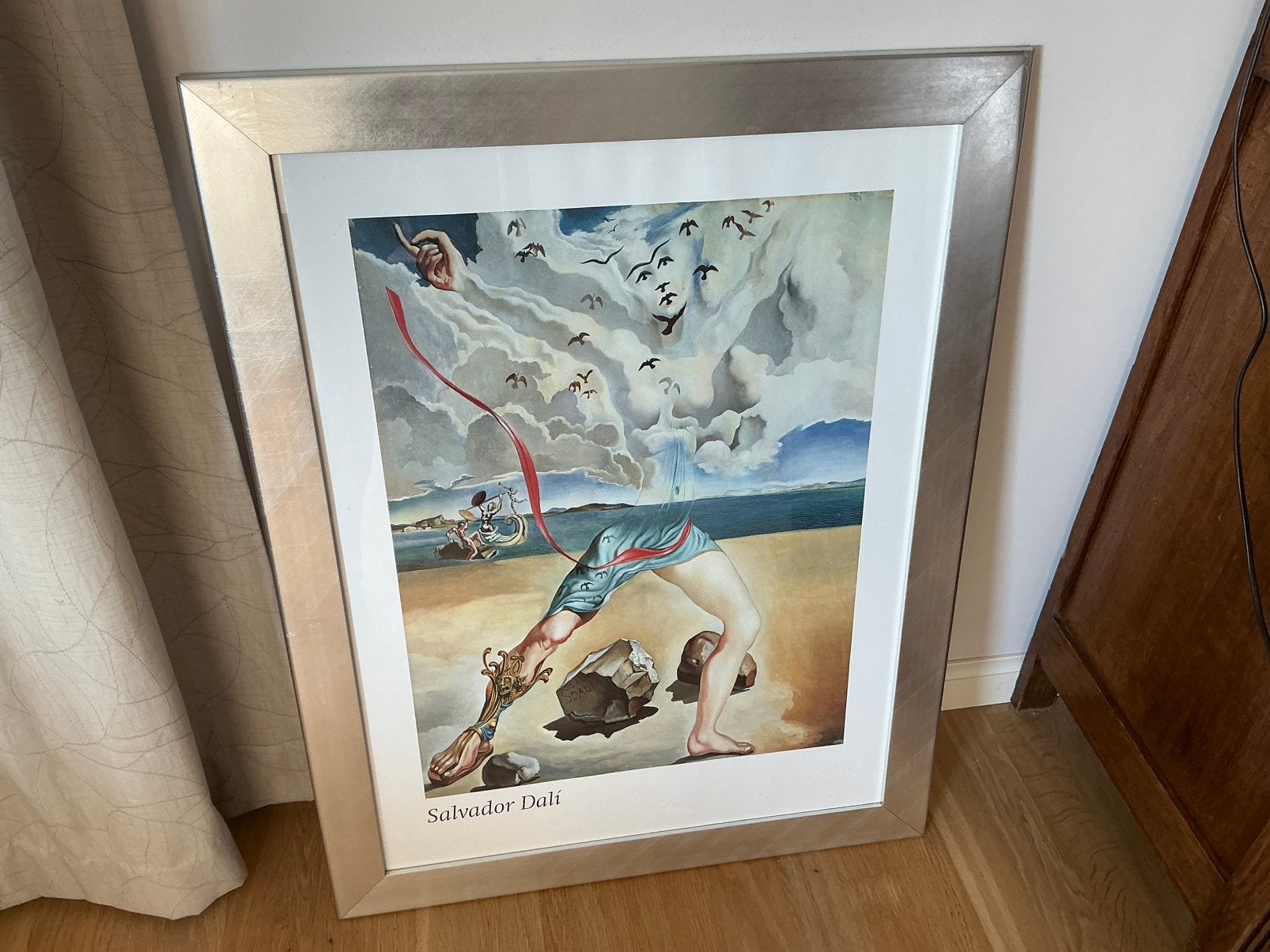 Zilverkleurige lijst met poster Dali., Ophalen, Zo goed als nieuw