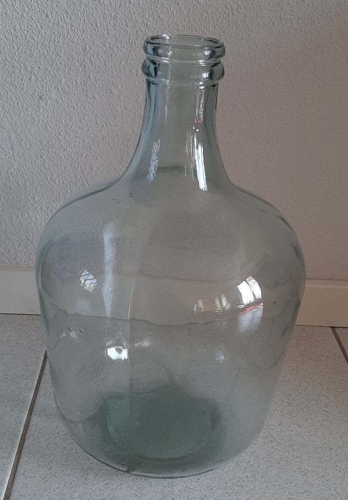 grote decoratieve glazen fles vaas ( 42 x 27 cm ), Ophalen, Zo goed als nieuw, Glas