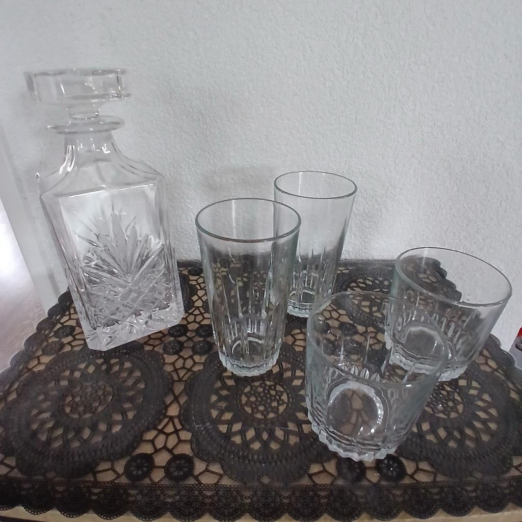 Vintage karaf met glazen, Arcoroc France, Ophalen