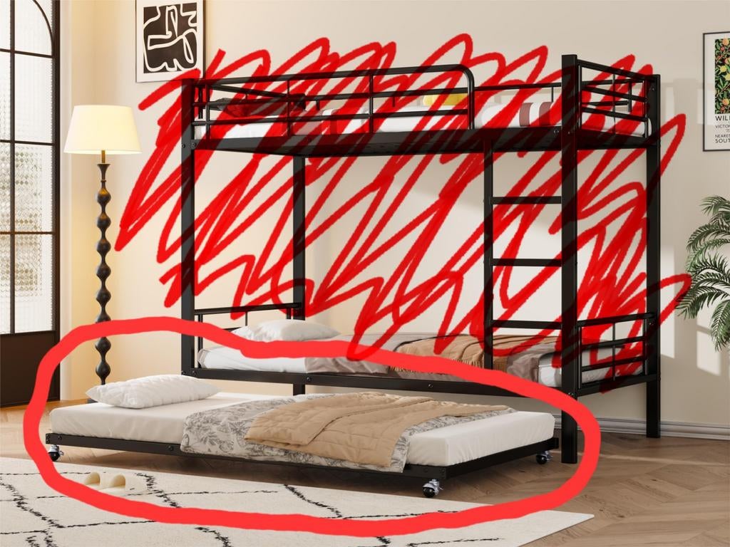 Nieuw!! Onderschuifbed/Logeerbed., Ophalen, 90 cm, Eenpersoons, Zwart