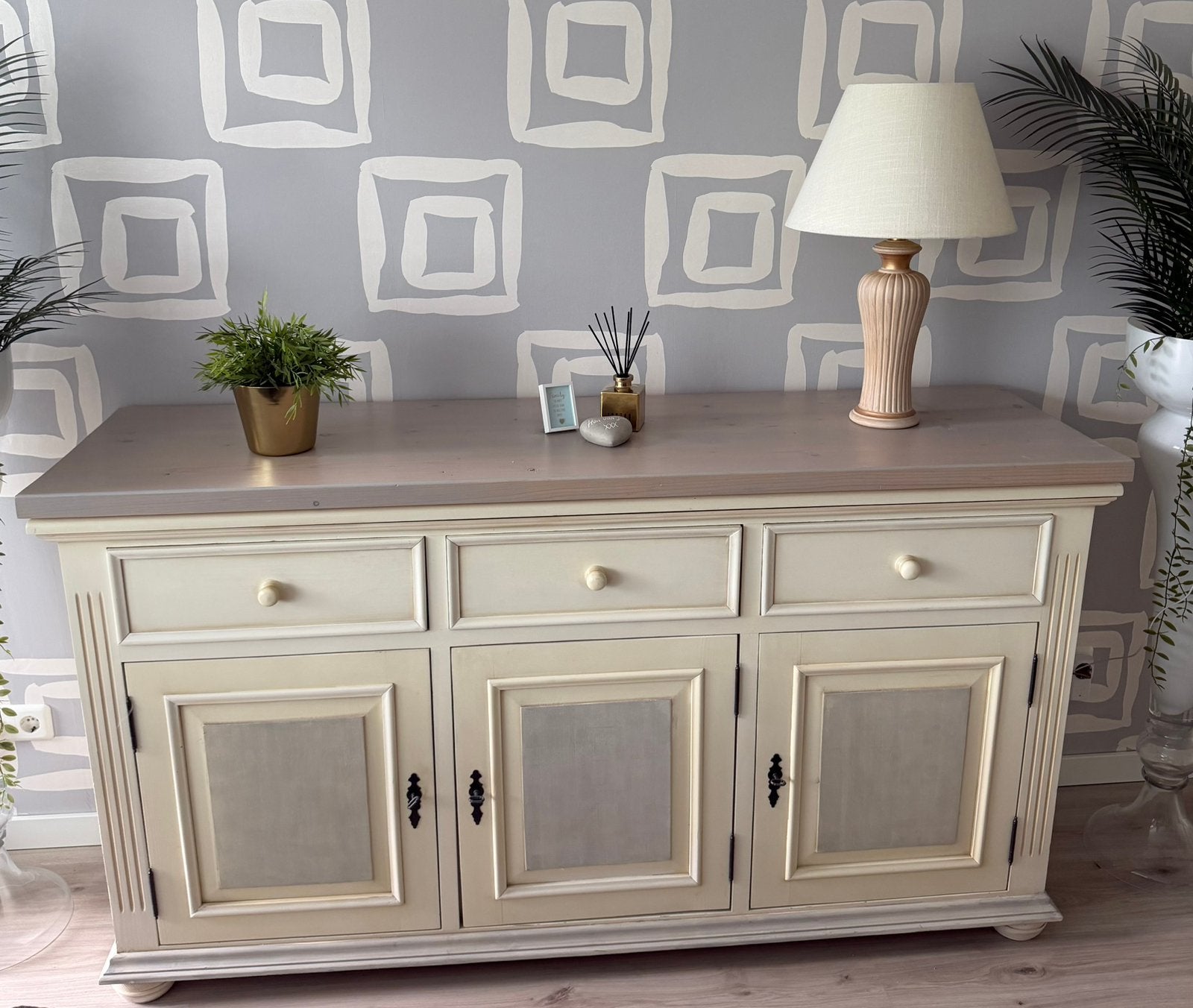 Dressoir hout 3 kasten + 3 laden, Ophalen, Zo goed als nieuw, 25 tot 50 cm