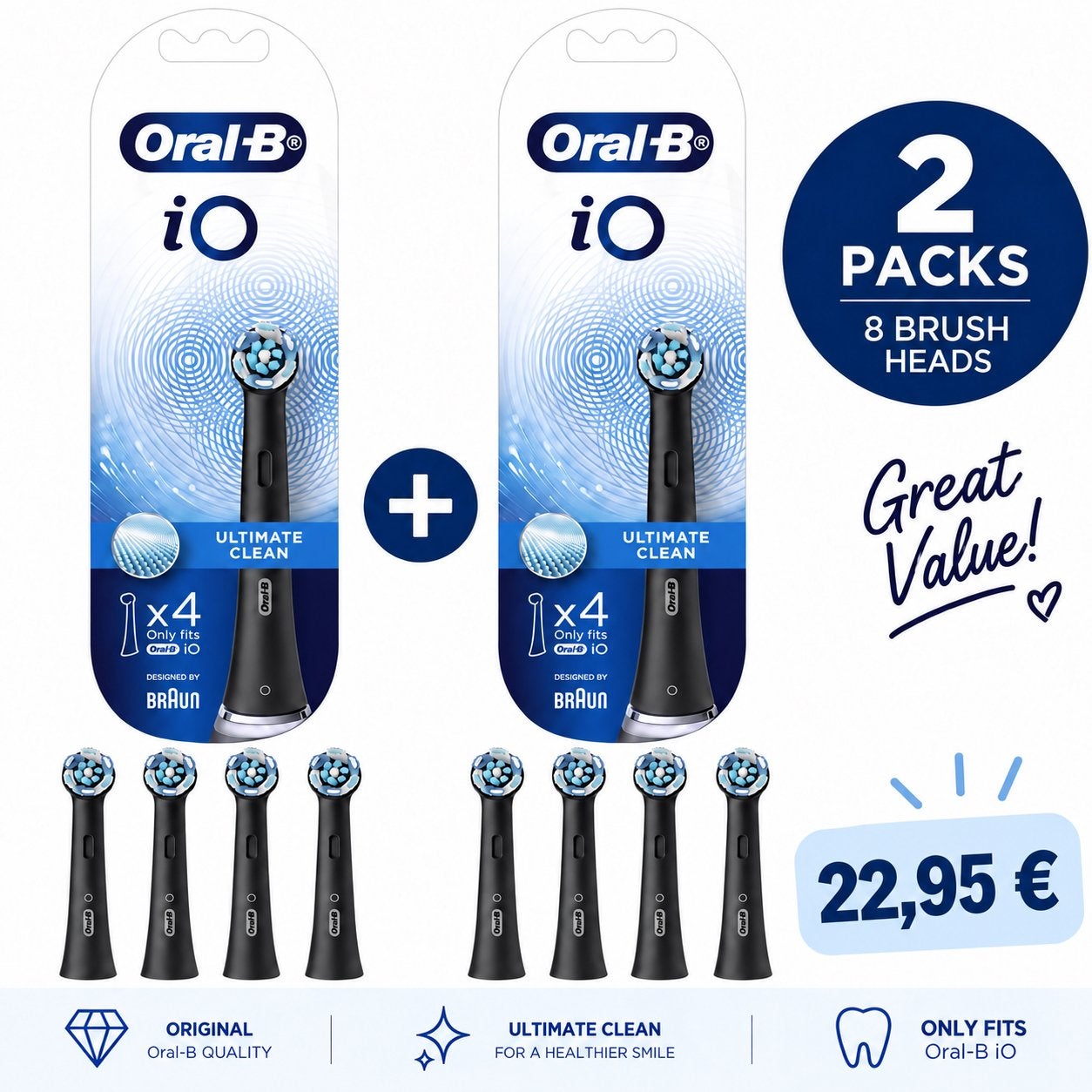 Oral-B iO Ultimate Clean Opzetborstels - 8 stuks, Ophalen of Verzenden, Nieuw, Mondverzorging